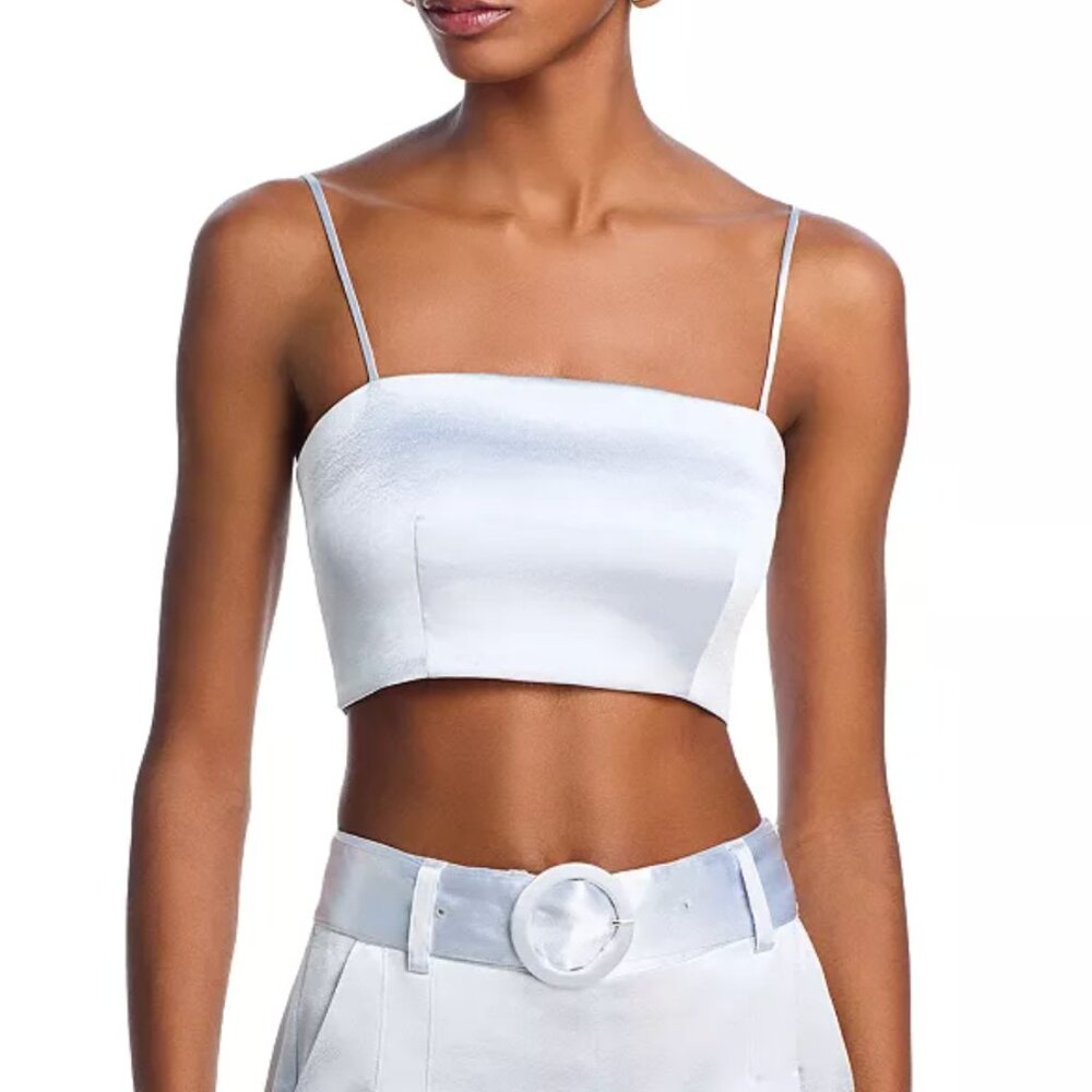 NWT Cinq à Sept | Nikki Hammered Satin Crop Top in Mercury